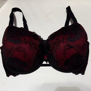 Torrid Lace Overlay Underwire Bra in Burgundy and Black